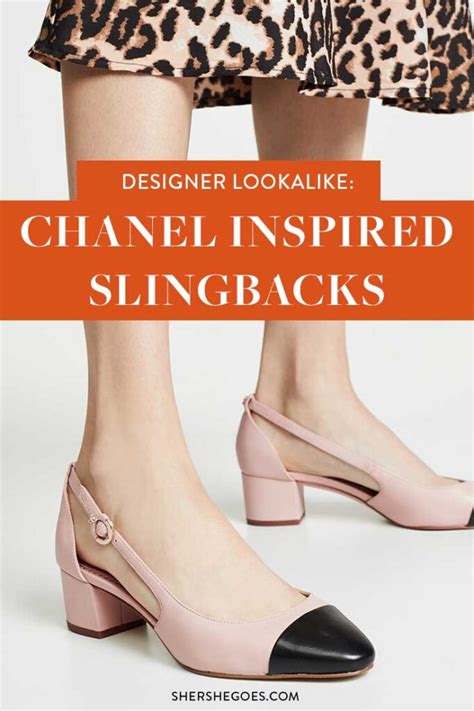 chanel lookalike shoes|Chanel style slingback shoes.